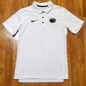 Nike Penn State Dri-Fit White Polo Shirt PSU Nittany Lions Navy Trim Mens Size S